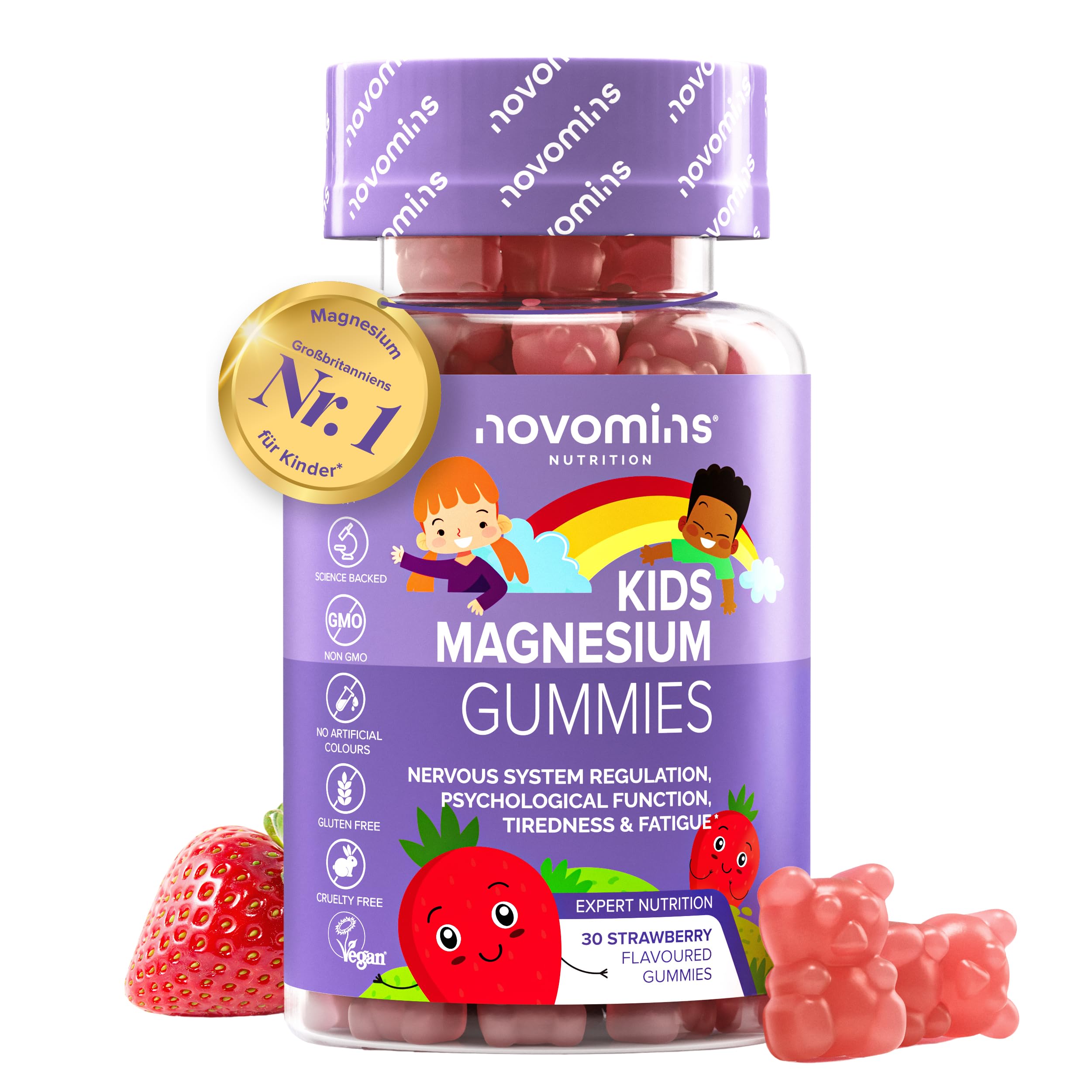Magnesium Kinder | 30 Gummibärchen | 546 mg Magnesium Citrate | Novomins