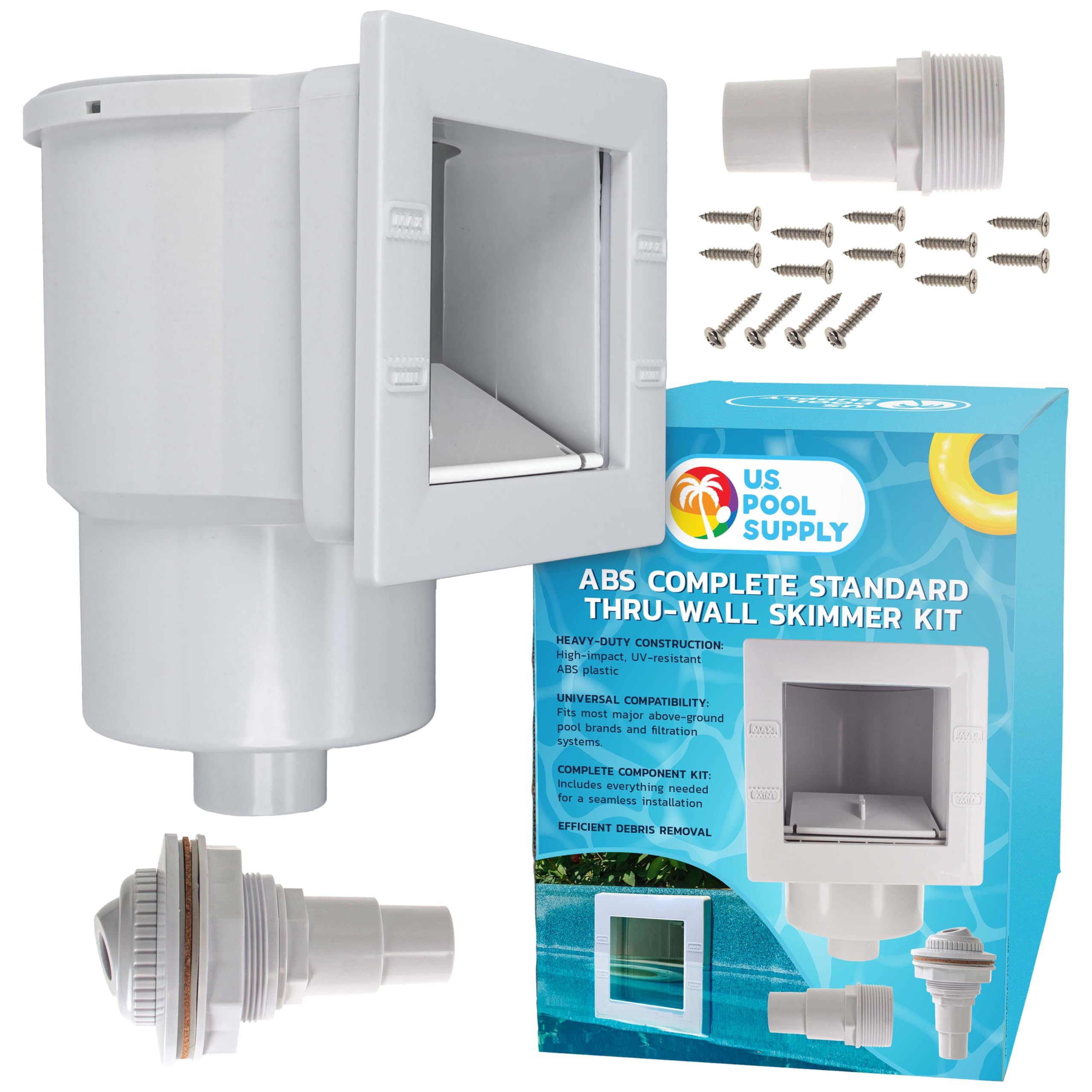 U.S. Pool Supply Standard Thru-Wall Above Ground Pool Skimmer Kit, Complete