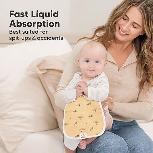 Vista 401 de Paños orgánicos para eructos para bebés niños y niñas, paquete de 5 paños de algodón súper absorbentes para bebés, trapos suaves y afelpados