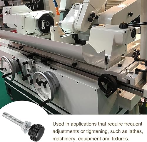 Miniatura 517 de uxcell Juego de 4 perillas moleteadas, tornillos de pulgar con tuercas y arandelas, rosca macho métrica M6 x 1.378 in, cabeza de plástico de 0.984