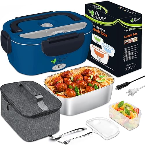 Vovoir Lonchera térmica eléctrica de 60 W, 110 V12 V24 V, calentador de alimentos portátil 3 en 1 para auto, camión, trabajo en casa, loncheras