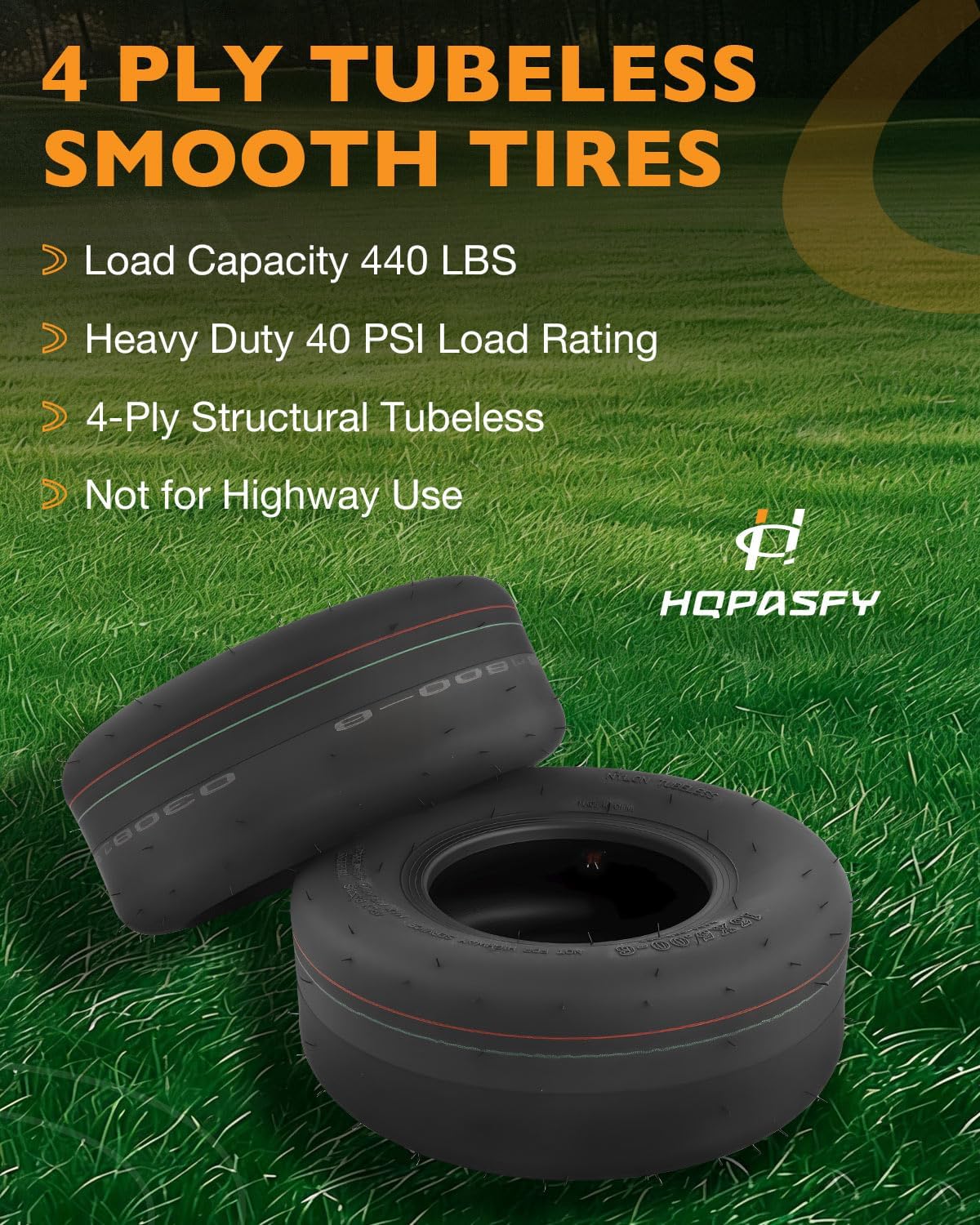 HQPASFY 2 Pack 13x5.00-6 Tubeless Lawn Mower Tires, Replacement 13x5.00-6 Zero Turn Smooth Turf Tires Garden Tractor Riding Lawn Mower Farm Equipment, 4Ply