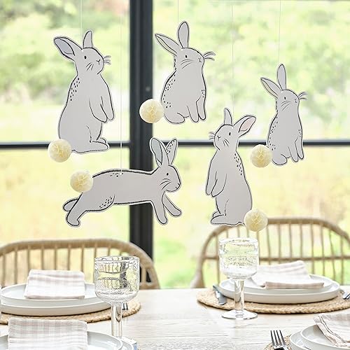 Ginger Ray Easter Bunny Hanging Decorations with Honeycomb Tails, 5