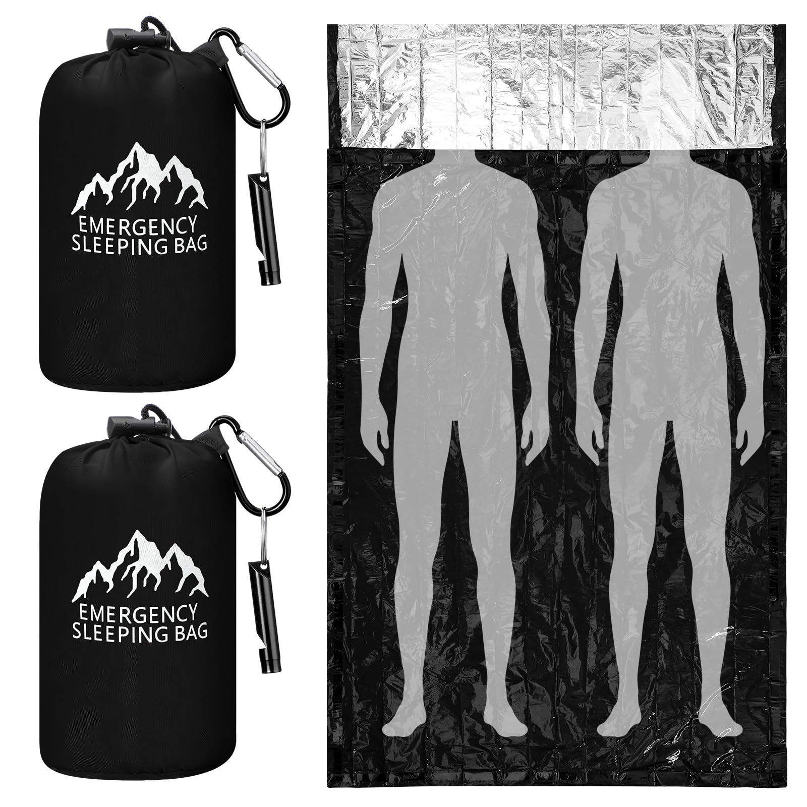 Oudain 2 Pcs XL Emergency Sleeping Bag 94.5" x 49.2" Bivy Bag