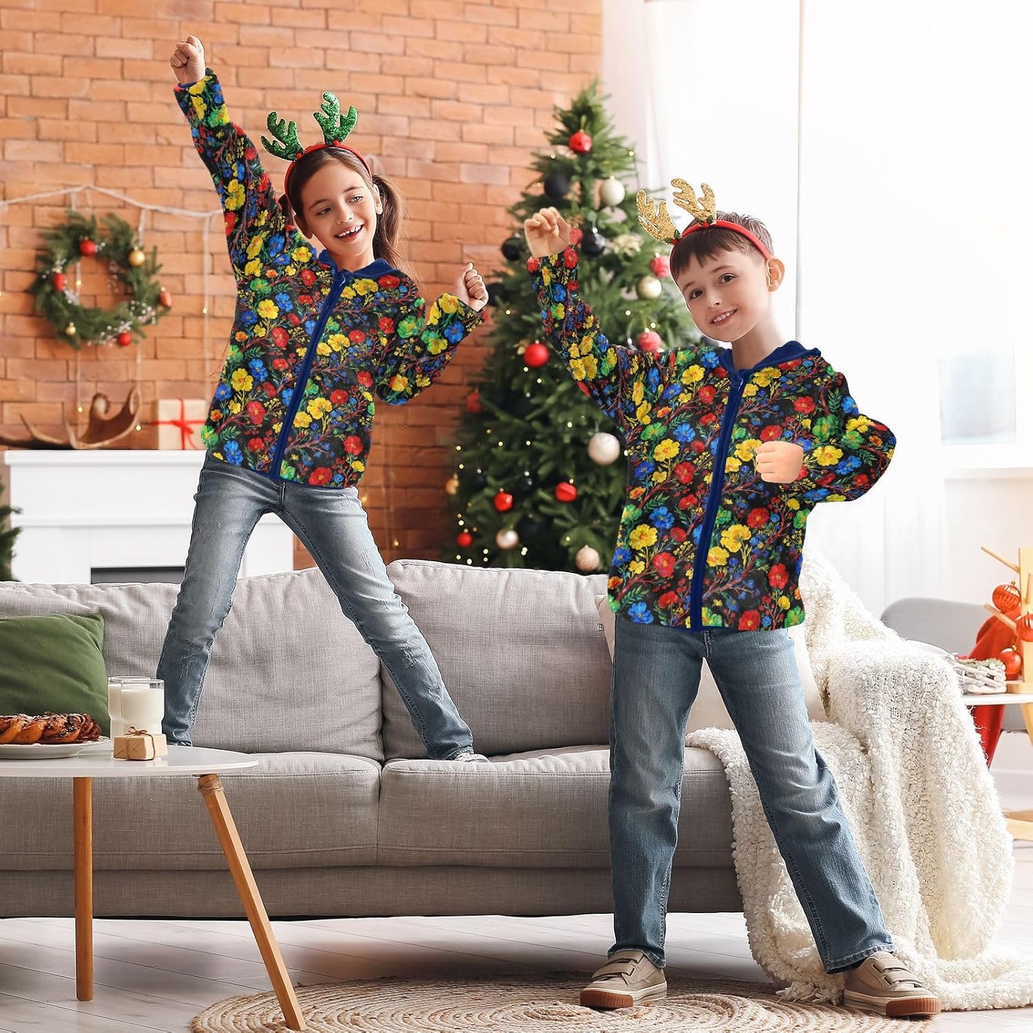Multicolor Floral Pattern Jackets for Toddler Outerwear Jackets Navy Blue Warm Baby Boys Clothes