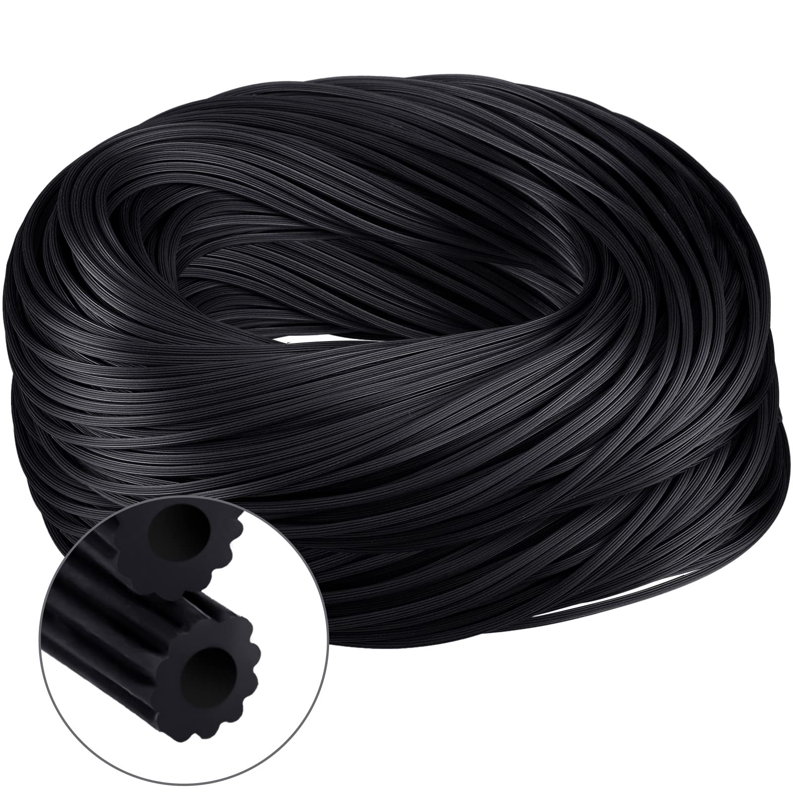 Frienda 250ft Screen Spline Black Screen Retainer Spline Hollow Door and Window Mesh Screen Holder Spline for Mosquito Net Fixing (0.19 Inch)