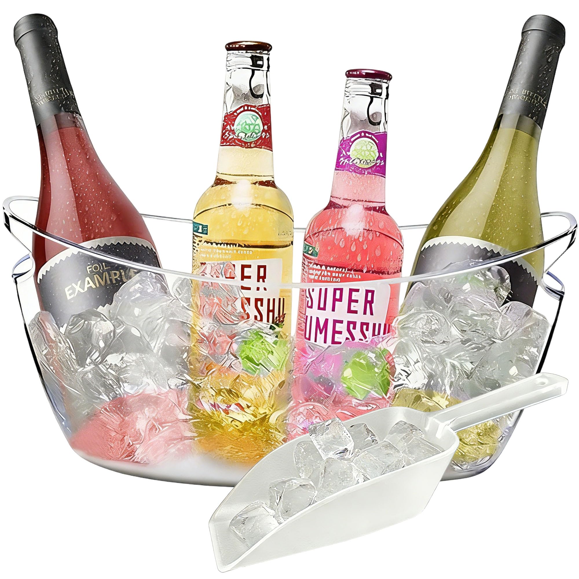 5L Champagnereimer, tragbarer Champagner Wein mit Schaufel für Cocktailbar, Getränkeeimer mit Griffen, große Eiskübel Biereimer für Getränke, Wein, Saft