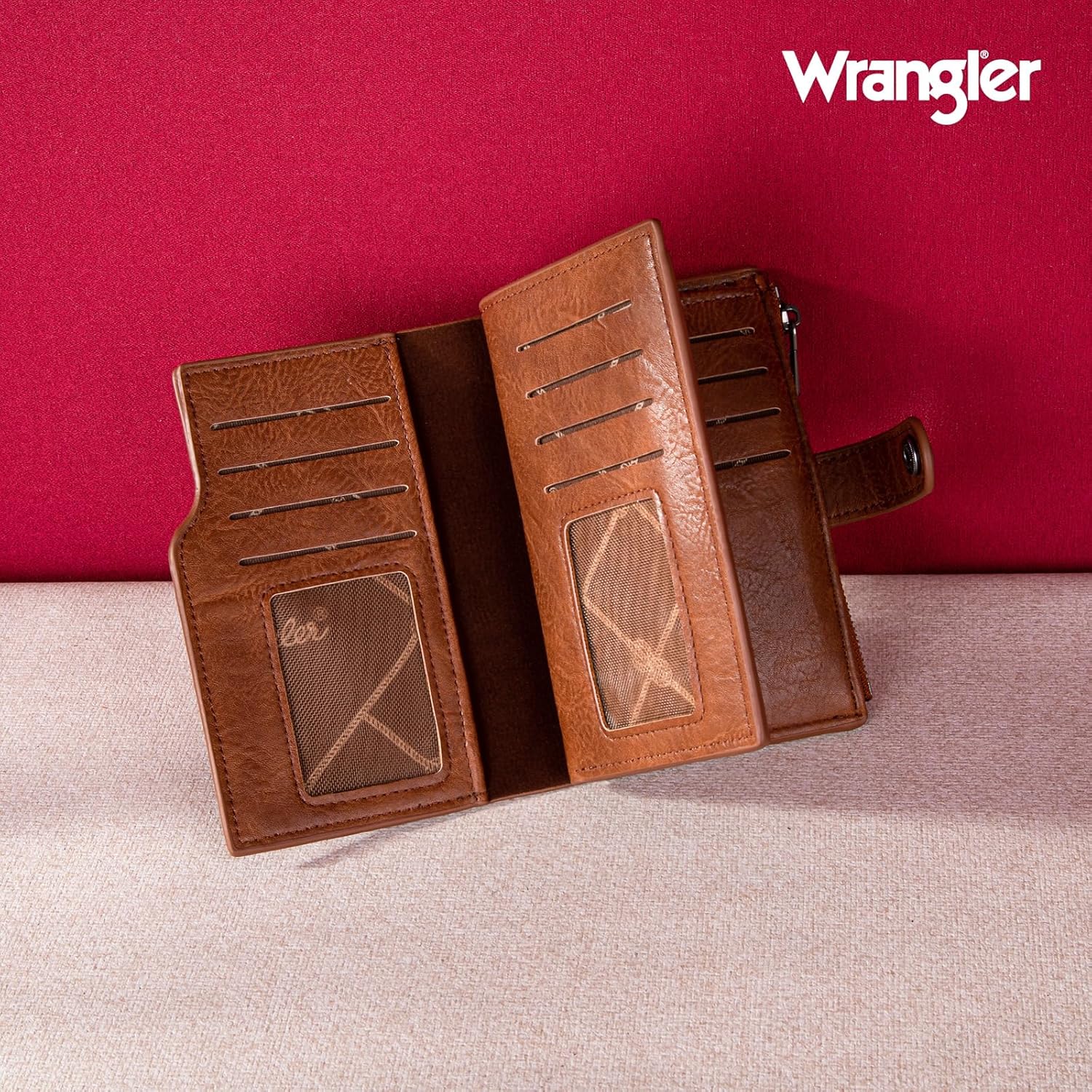 Wrangler Wallet for Women Bifold Card Holder with Zipper and ID Window - Image 2