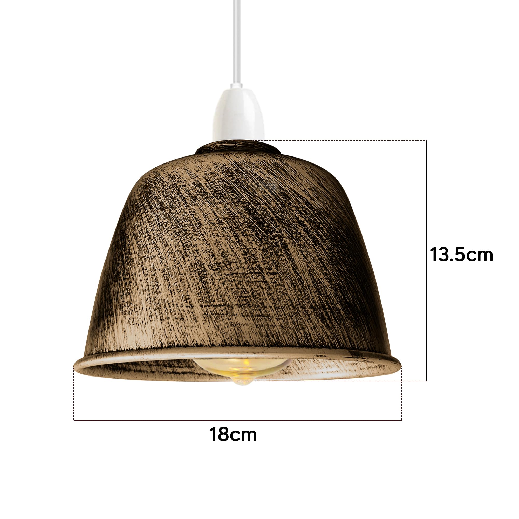 2 Pack 18cm Brushed Copper Metal Dome Easy Fit Lampshade with 4cm Top Hole Modern Retro Style Light Shade for Kitchen Lighting Living Room Lamps - Image 3