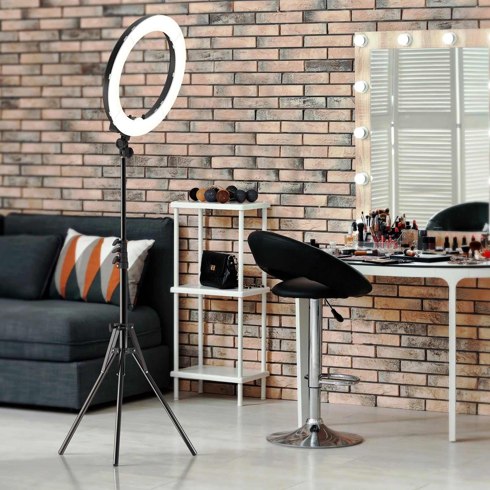 48.3 cm Ringlicht mit Ständer & Telefonhalter - 55W 5500K Professionelles Ringlicht für Tattoo Lash Extension Barber Makeup Artist Studio Video Fotografie Beleuchtung