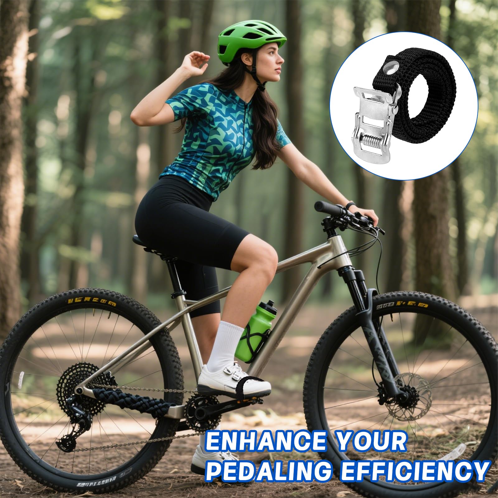 6 Pezzi Regolabile Bicicletta Cinghie Pedale, Piede Pedale Cinghie, Cinghie per Pedali Della Bicicletta Nero per Attrezzi Fissi Mountain Bike Bici da Strada (50 CM / 19,68 Pollici)