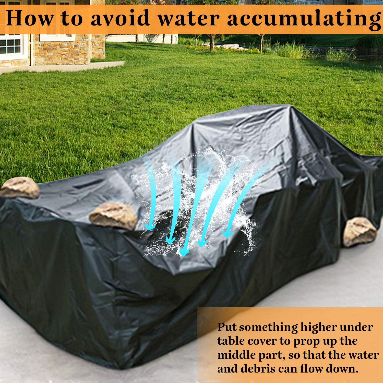 GARDRIT Patio Furniture Covers, Veranda Rectangular/Oval 100% Waterproof Patio Table Cover, 108’’L x 82’’W x 27.5’’H Heavy Duty 600D Outdoor Furniture Set Covers, Black : Patio, Lawn & Garden