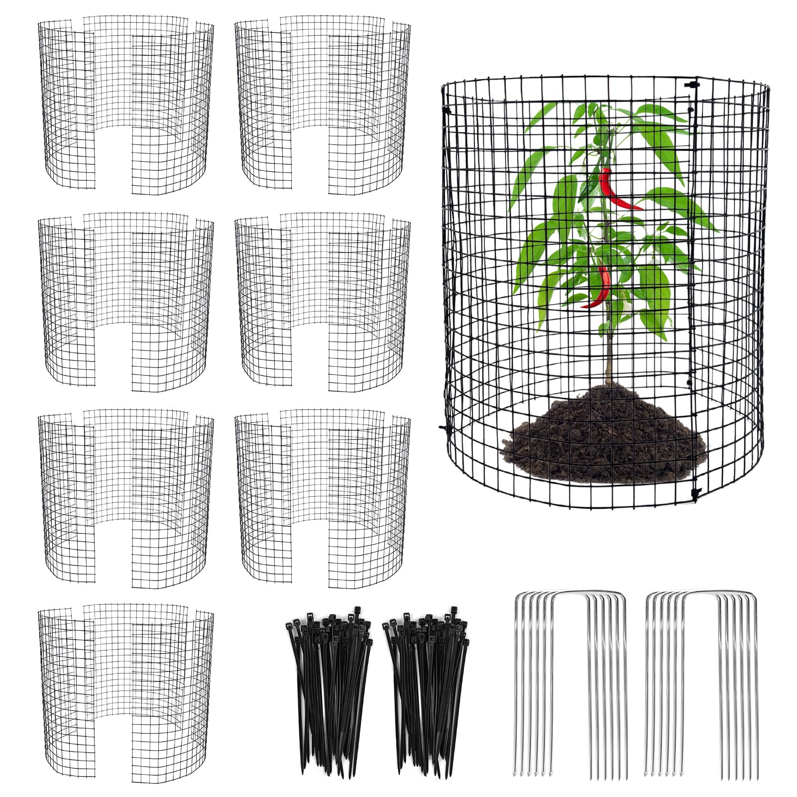 24 PCS Round Plant Protector from Animals, 8 Pack 12'' x 12'' Metal Plant Cages?24Pcs Metal Mesh to Keep Animals Out, Garden Protection Bunny Barricades, Wire Plant Protectors for Rabbits Chicken Duck