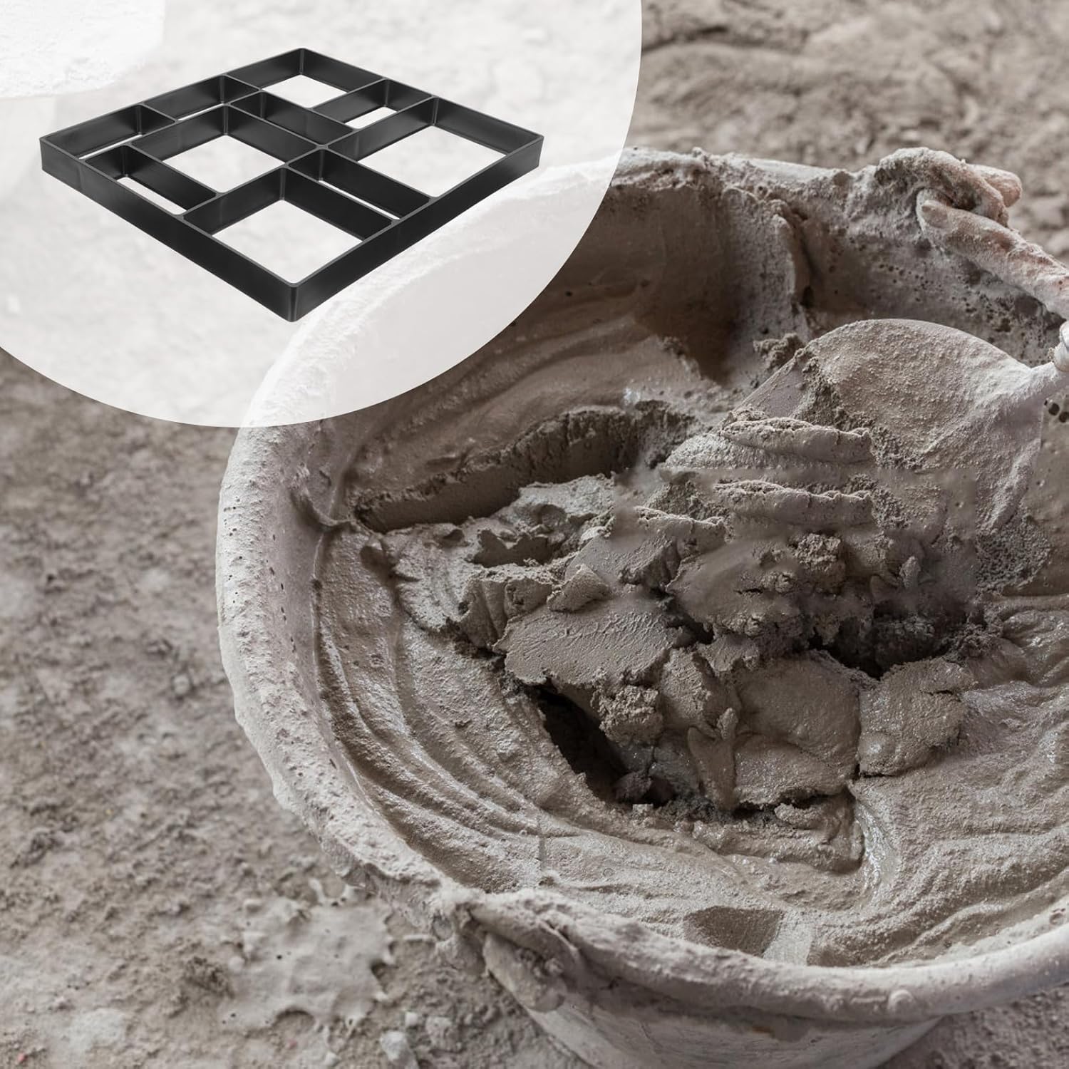 Garneck Concrete Molds Forms Lawn Manually Concrete Maker Walkway Way Black Cement Patio Plastic Mould and for Paver Walk Die Outdoor Molding Reusable DIY Moulds Paving Stepping Stones Outdoor