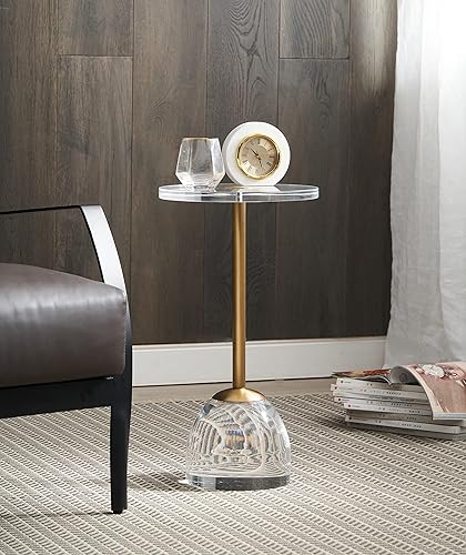 Miniatura 6 de Mesa auxiliar de acrílico transparente, mesa auxiliar para oficina, metal plateado, mesita de noche para sala de estar y dormitorio, fácil montaje,