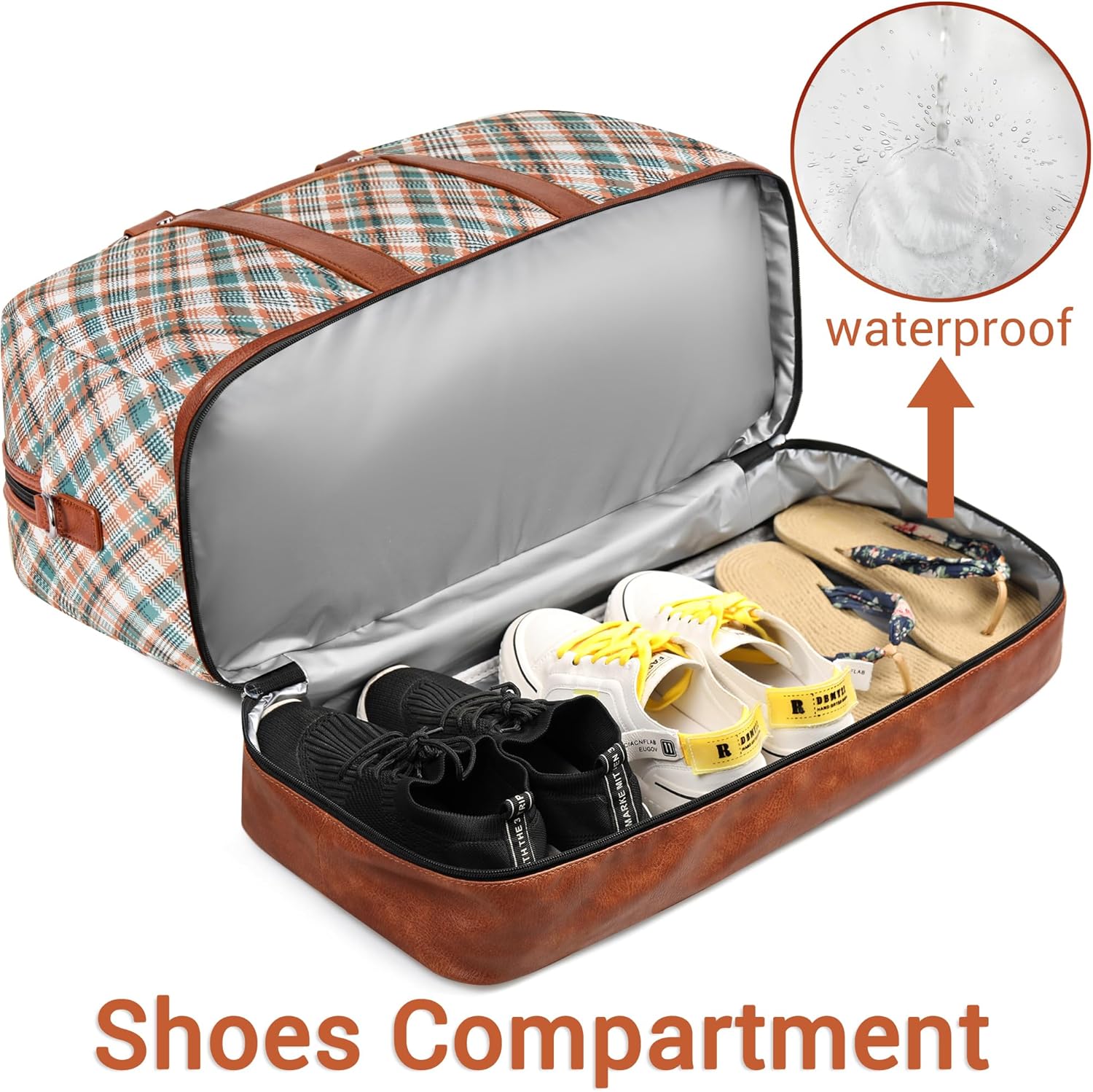 Weekender Bag for Women, Large Overnight Bag Canvas Travel Duffel Bag Carry On Tote with Shoe Compartment 21" 3Pcs Set - Image 2