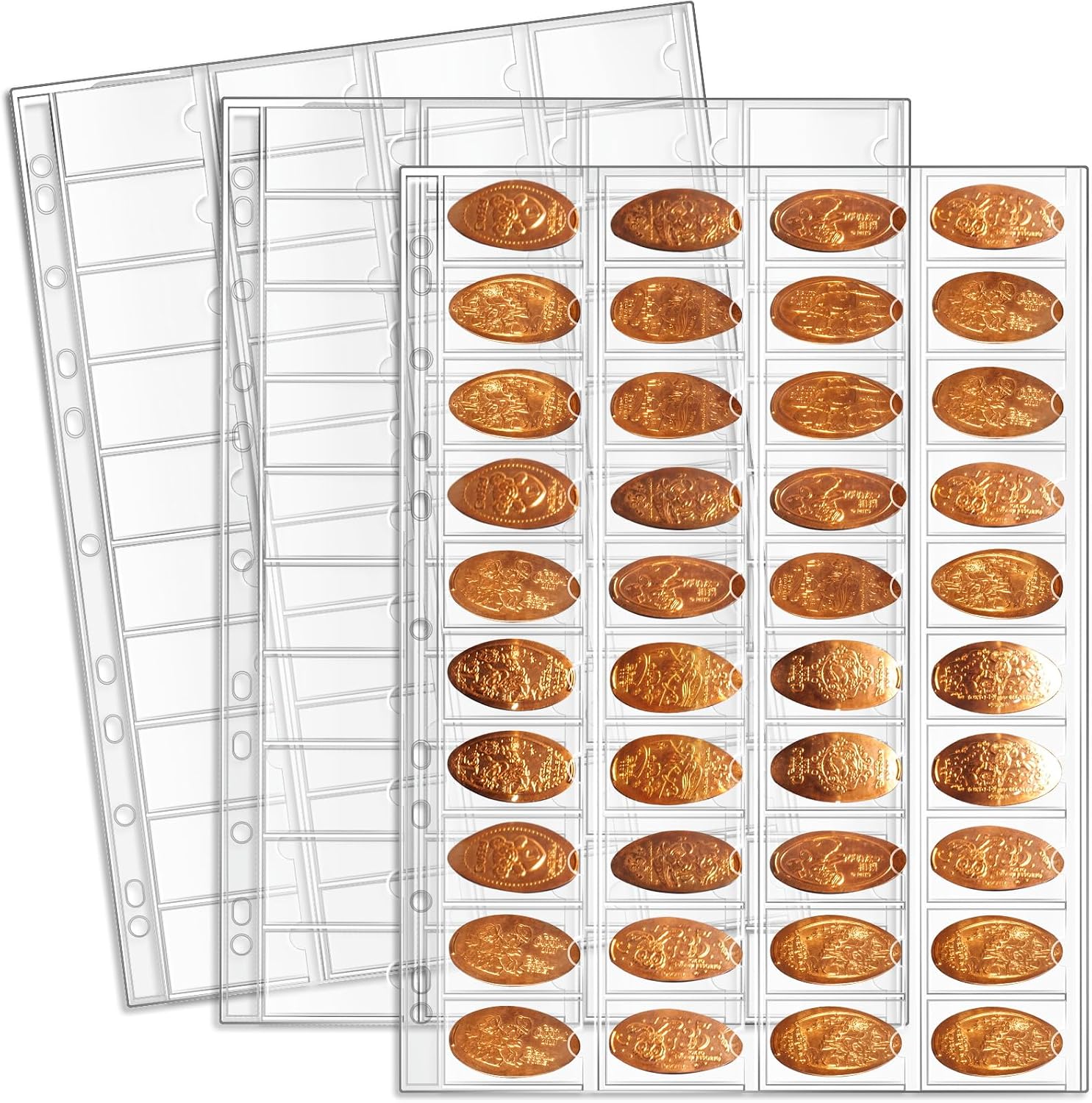 tutata Letter Size Pressed Penny Sleeves, 40-Pocket Penny Holder Sleeves, Pressed Penny Holder for Collectors, Fit 3 Ring Binder, 15 Pack