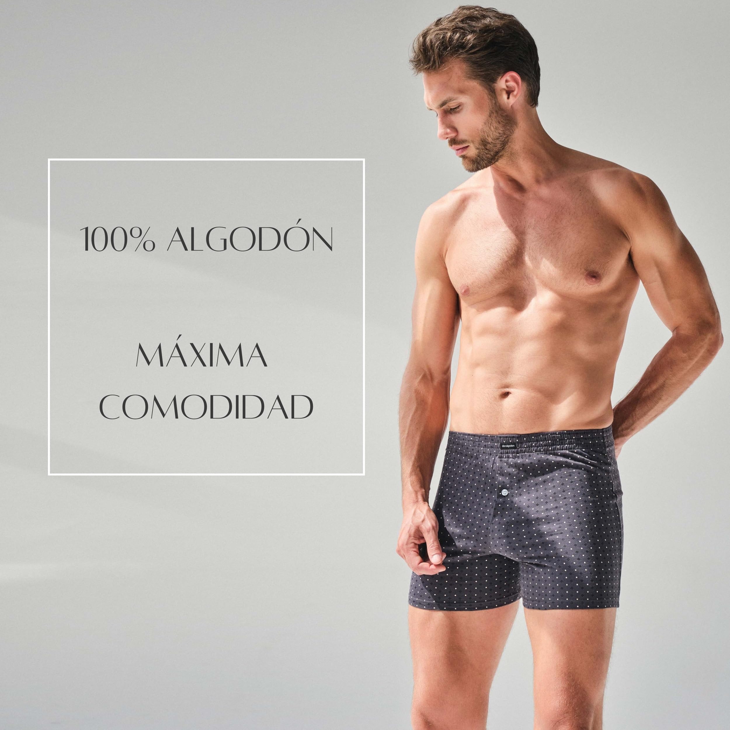 DON ALGODON Pack de 6 Boxers Apertura con Botón para Hombres 100% Algodón, Transpirables
