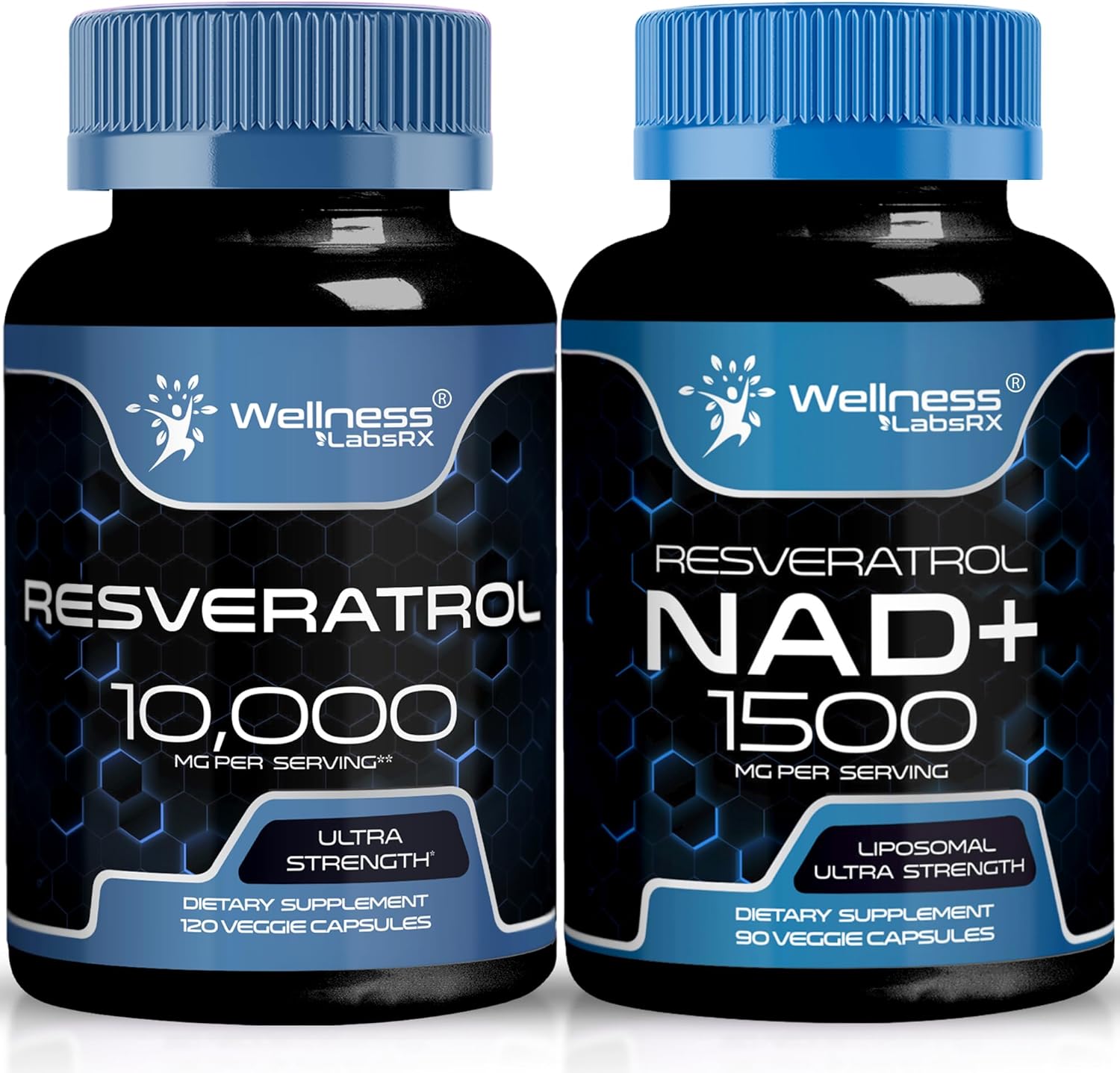 WELLNESS LABSRX Resveratrol Capsules 10000 - NAD+ Supplement Capsules 1500mg | Bundle