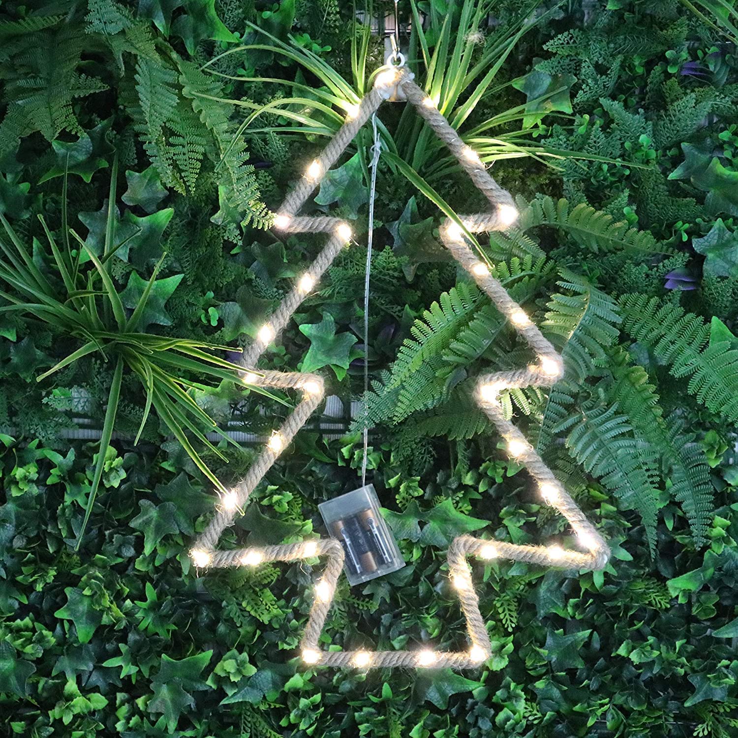 Shatchi Brown Christmas Decorations Silhouette Tree Battery Operated Led Lights Hemp Rope Lights Xmas Holiday Home Wall Room Hanging Décor