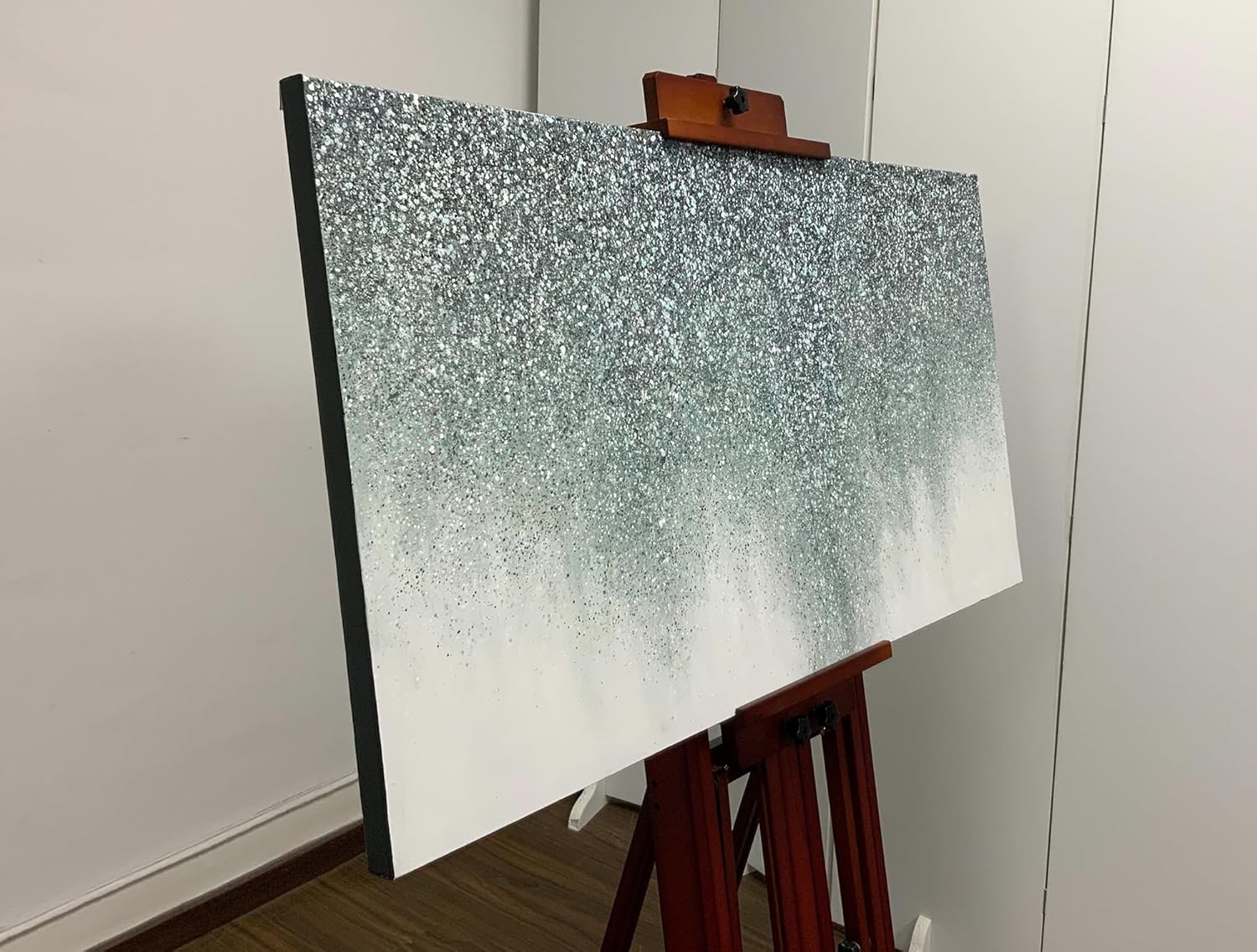 Art, 24x48 inch Contemporary Abstract Art Hand-Painted Oil Painting On Canvas Modern Home Decor Wall Art Painting Colorful Paintings Ready to hang Cyan grey