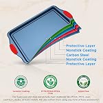 NutriChefKitchen 8-Piece Nonstick Bakeware Set - PFOA, PTFE-Free Carbon Steel Baking Trays w/Heatsafe Silicone Handles, Oven Safe Up to 450°F, Pizza Loaf Muffin Round/Square Pans, Blue, NCSBSBL8
