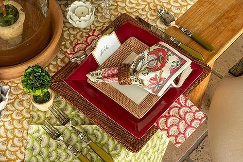 Miniatura 5 de Caspari Platos cuadrados de papel desechables de grogrén en arándano, 8 por paquete