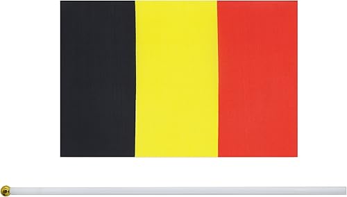 Miniatura 3 de Paquete de 25 banderas pequeñas de mano con bandera de Bélgica, bandera belga, bandera nacional, suministros de decoración de fiesta para desfiles,