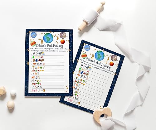 Miniatura 4 de Paper Clever Party Cosmic Space - Juego de emoji para niños Baby Shower (paquete de 25) Guess The Storybook Actividad Pictionary Respuestas para