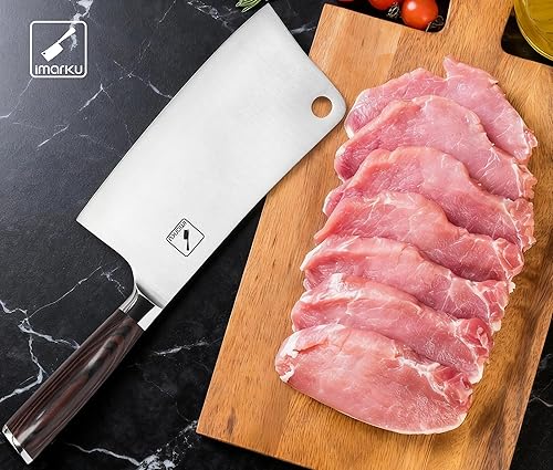 Miniatura 6 de imarku Cuchillo de carnicero de 7 pulgadas, cuchillo japonés afilado de acero HC, cuchillo multifuncional de carnicero de cocina para cortar carne,