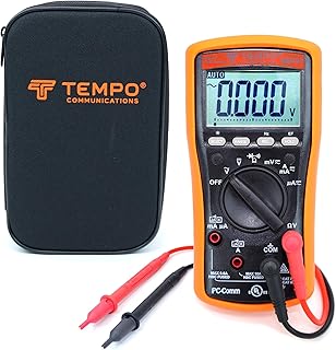 TEMPO Communications MM200 Digital Multimeter, Multi Meter AC/DC Voltage, Current, Frequency, Resistance, Check Diodes, Verify Continuity