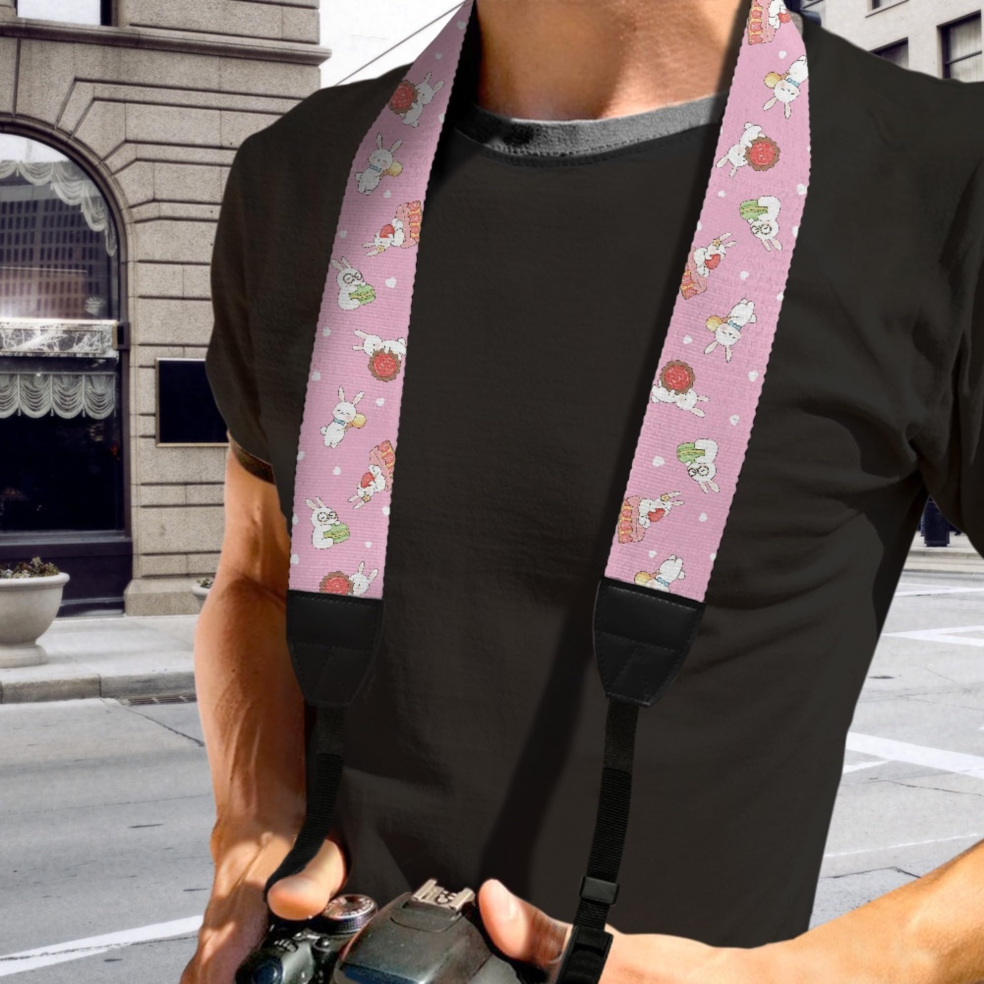 Boatee Cute Rabbit Camera Strap Cross Body Camera Strap Camstrap - Hands-Free Strap For Cameras Camera Sling Strap for ALL DSLR/SLR Cameras Camera Hand Strap