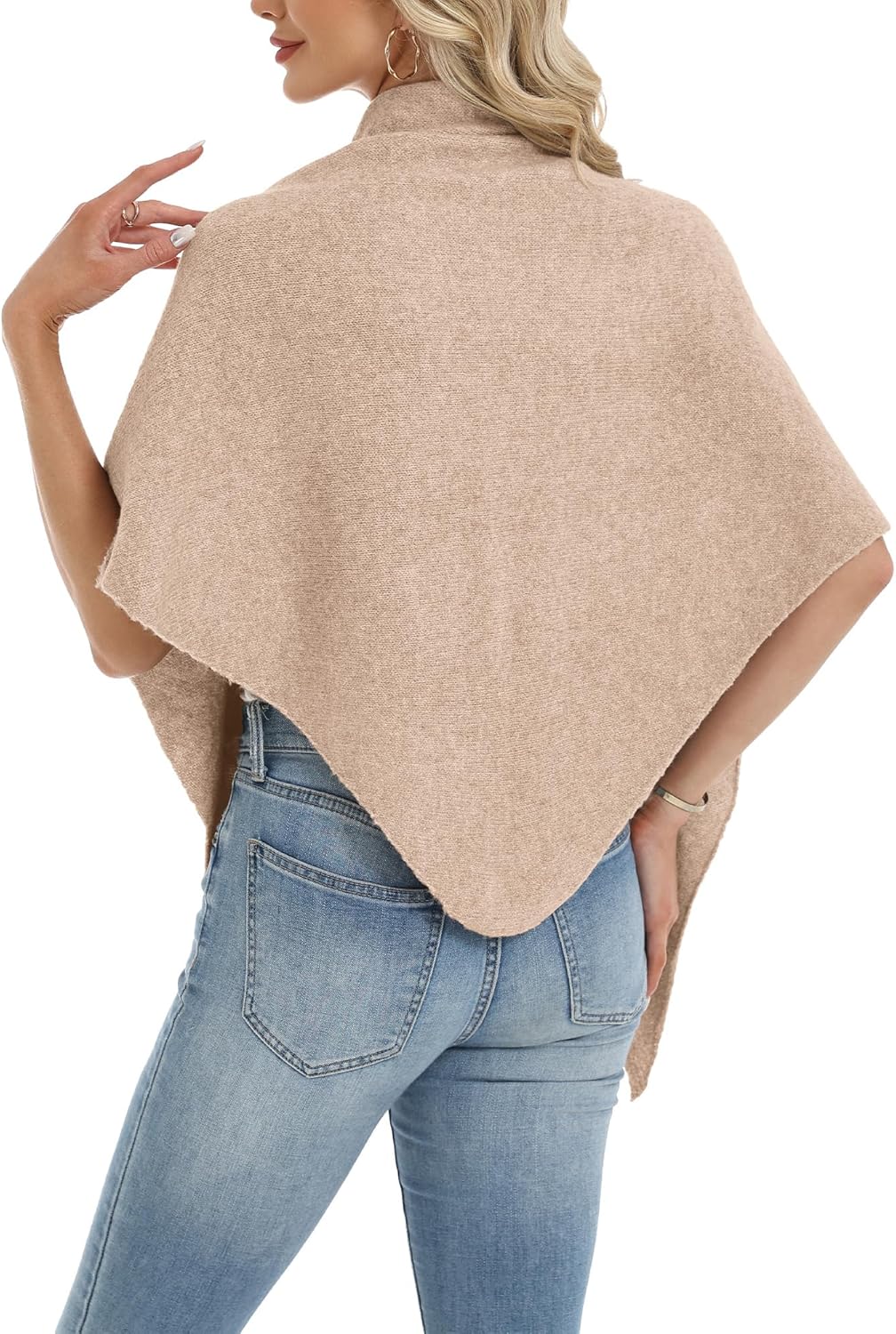ELLEVEN Women’s Wool Pashmina Shawl Wrap – Soft Knitted Sweater Poncho Shawl Scarf Cardigan Cape - Image 3