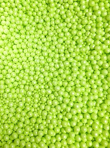 Cuentas comestibles grandes y mini perlas de azúcar, pasteles, cupcakes, galletas, postres, decoración de dulces de azúcar, perlas – 4 onzas (verde