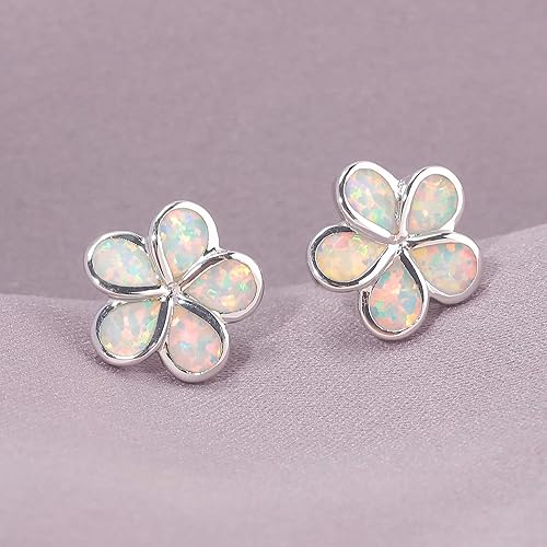 Miniatura 6 de CiNily - Aretes con forma de flor chapados en oro con ópalo hipoalergénicos, aretes colgantes con gota de flores, regalo de joyería para mujeres y