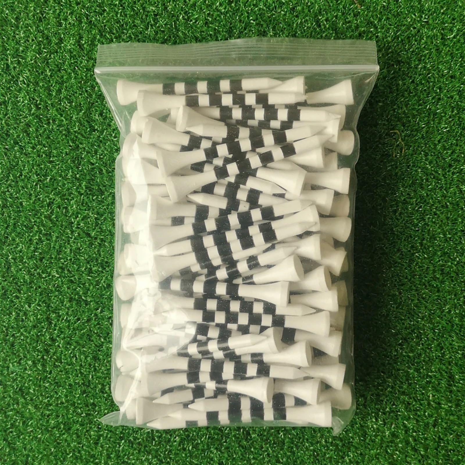 Golf Tees 100 Piezas/Paquete de Tees de Golf de Madera con 4 Rayas Negras, Colores Blanco y Negro para CéSped Exterior