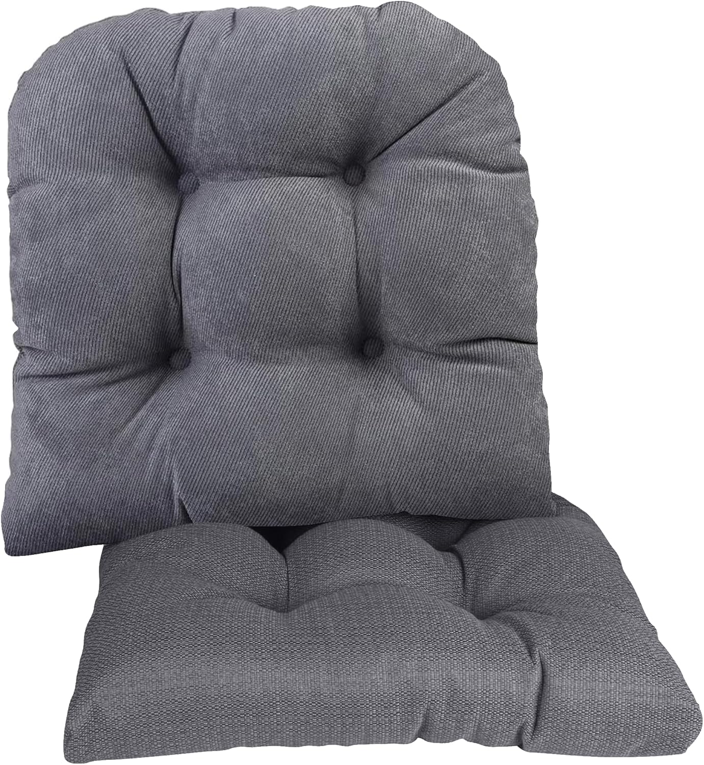 Klear Vu Gripper Overstuffed Universal Non-Slip Dining Chair Cushions for Kitchen Decor or Office Use, U-Shaped Skid-Proof Seat Pad, 15x15 Inches, 2 Count (Pack of 1), Linear Bluestone 2 Count (Pack of 1) Linear Bluestone