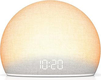 HOUSBAY Sunrise Alarm Clock, White Noise Sound Machine for Bedroom | Natural Wake-Up Light with Gentle Alarm Sounds, 20 Soothing Sleep Aids, Dimmable Display, Screen-Free Design