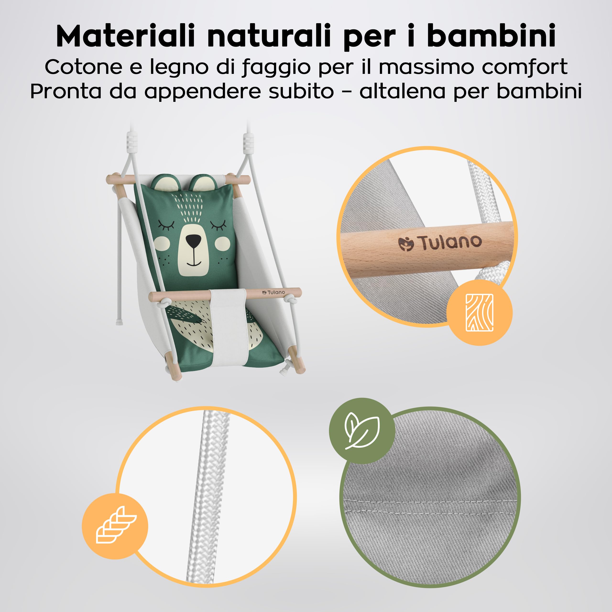 Tulano Hop 45 Altalena per bambini 3in1, Per interno ed esterno, Dai 6 mesi