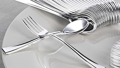 Mini Plastic Tasting Forks and Spoons Silverware (24 Spoons, 24 Forks)