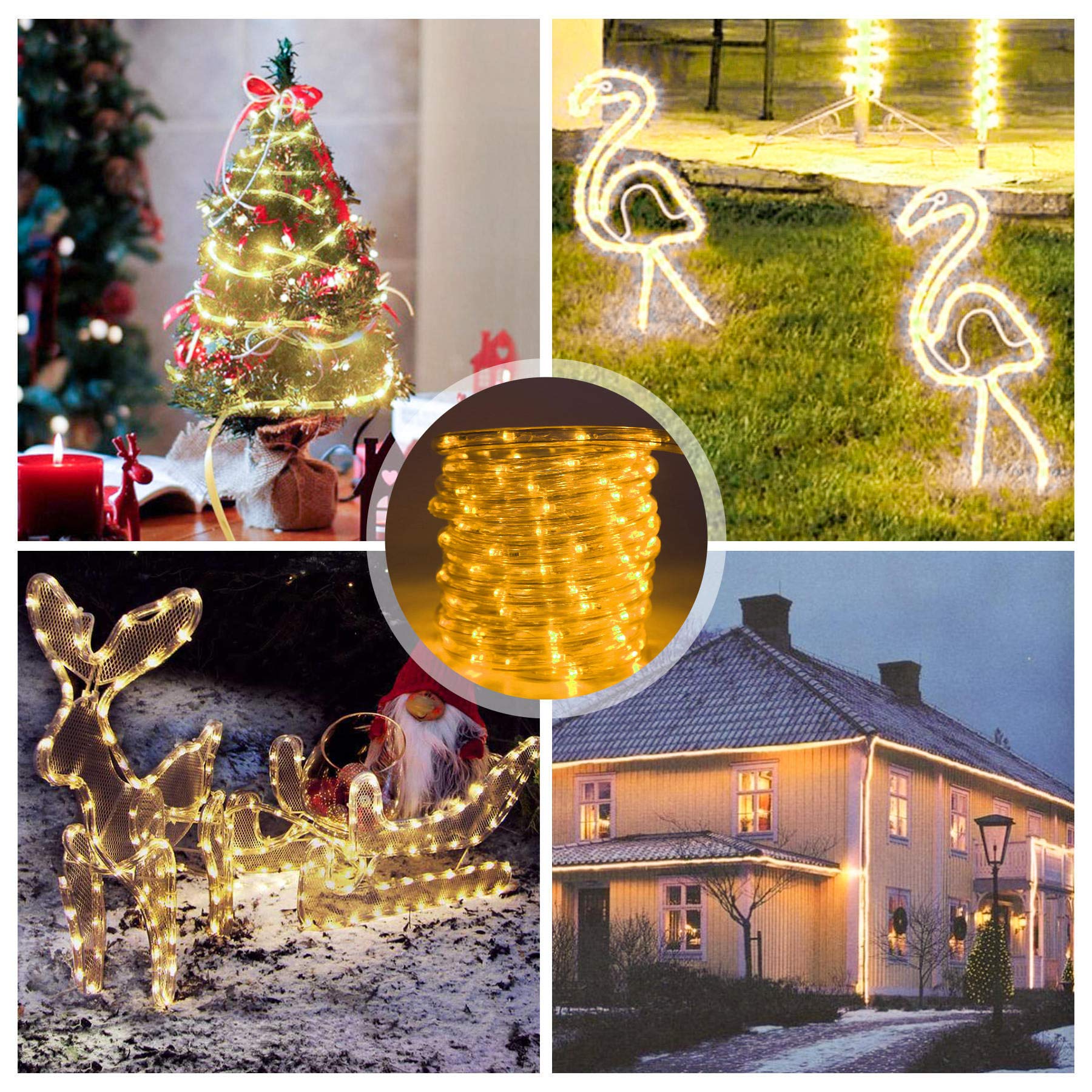 Guirnalda de luces LED para exteriores, 50 metros, cadena de luces LED con 1200 ledes de luz blanca cálida, resistente al agua, para jardín, terraza y salón, incluye temporizador para