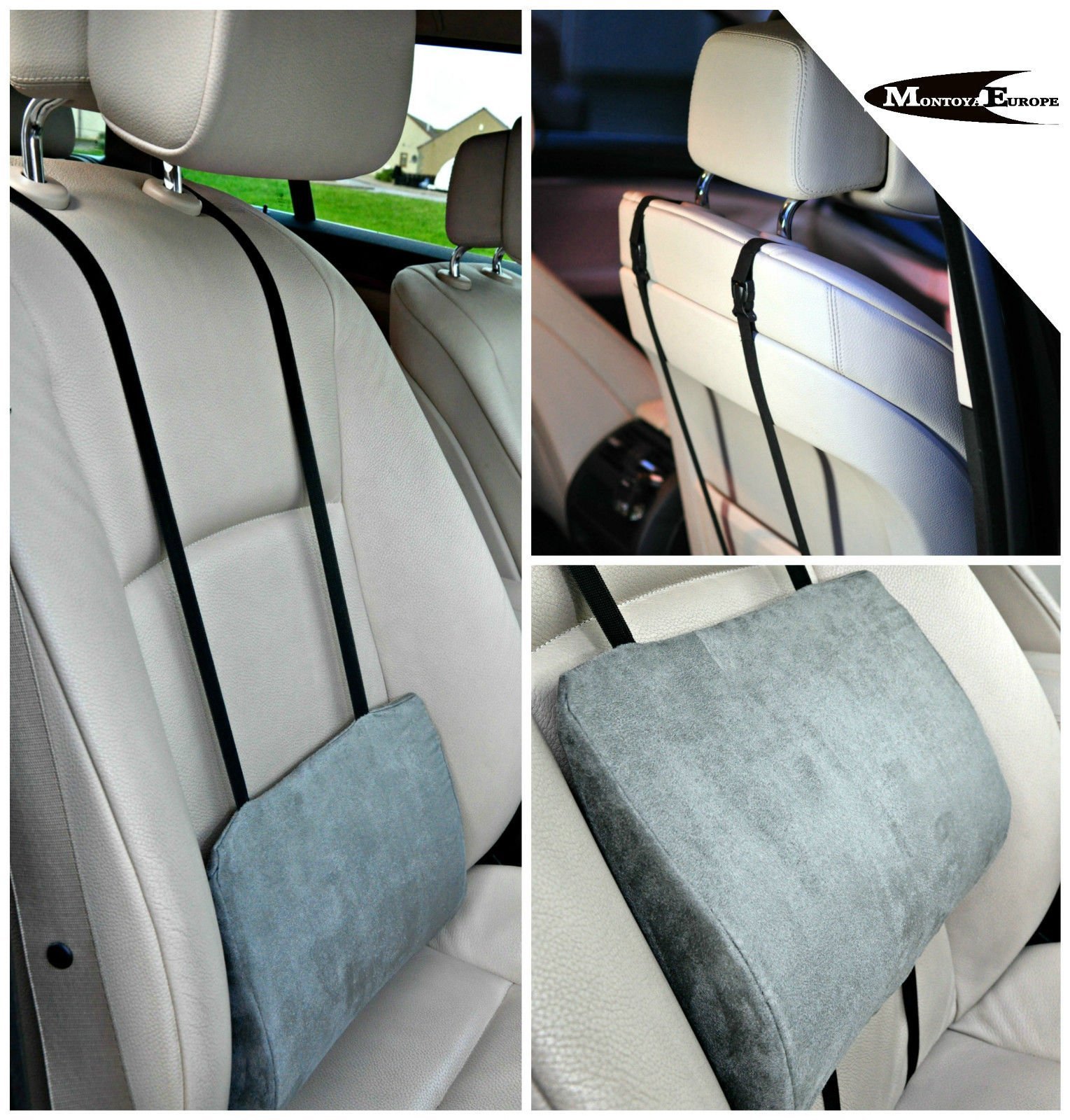 Lower Back Lumbar Support Cushion Pillow For Car Seat Office Chair (Grey)