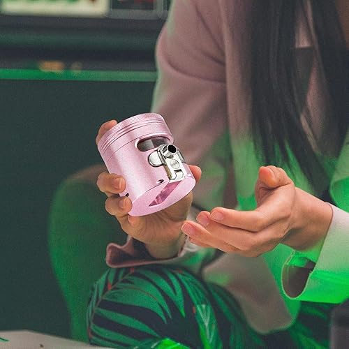 Miniatura 5 de Amoladora manual dispensador automático grande de aleación de aluminio de 2.5 pulgadas, solo para el hogar y la cocina (rosa)