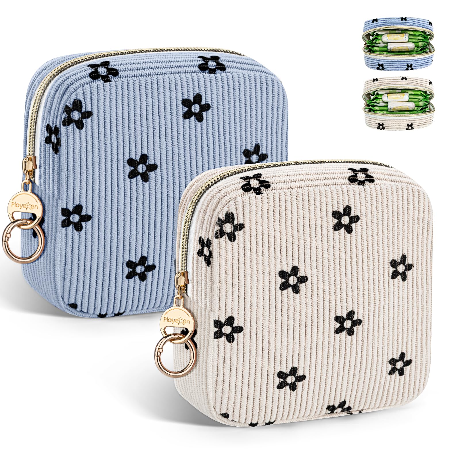 2 Piezas Neceser Compresas Pequeño Bolso de Almacenamiento Neceser para Compresas Algodon Tampones Bolsa Menstrual con Cremallera de Servilletas Sanitarias Bolsas Regalo para Adolescentes Niñas Mujer — view 11