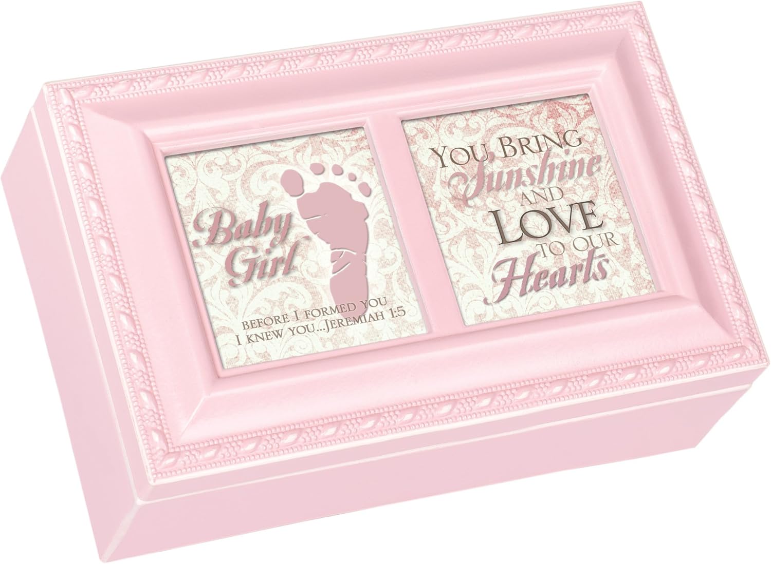 Cottage Garden Baby Girl You Bring Joy Sunshine Matte Pink Jewelry Music Box Plays Jesus Loves Me