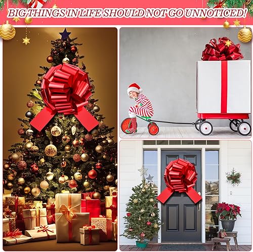 Miniatura 6 de Arco de Navidad para automóvil, lazo para envolver regalos con lazos de Navidad de 16 pies para decoración de autos, casas nuevas, lazo de regalo