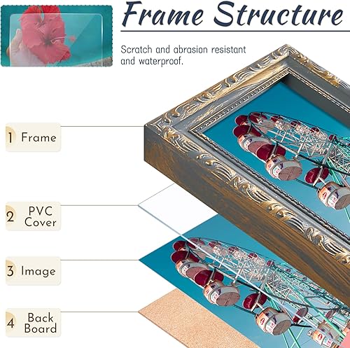 Miniatura 6 de Jerry & Maggie Marco de fotos de collage de 12 aperturas rústico de 23 × 18 pulgadas, acabado vintage en relieve, marcos de fotos de PVC, collage