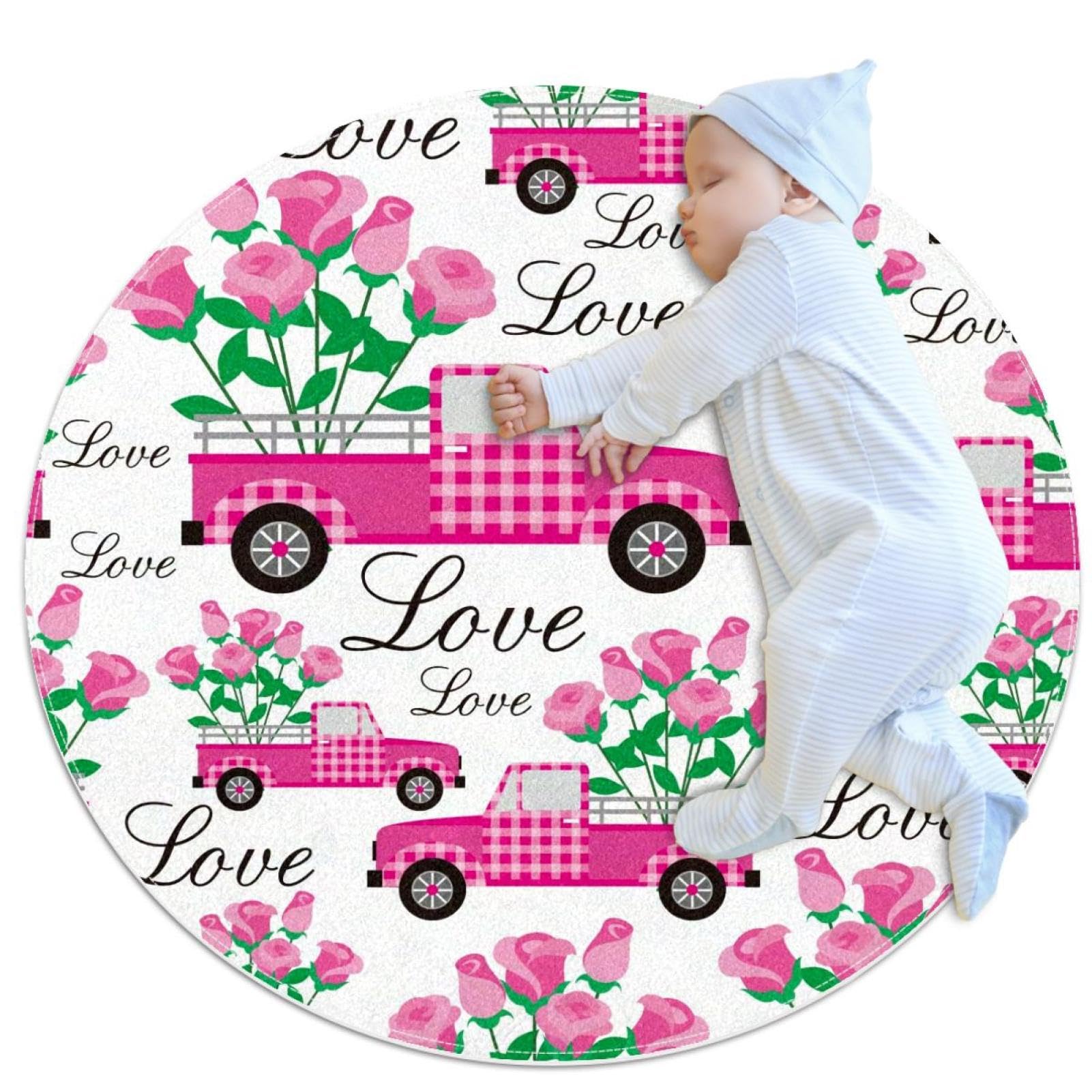 Tapis antidérapant camion rose pour sécuriser le sol du salon