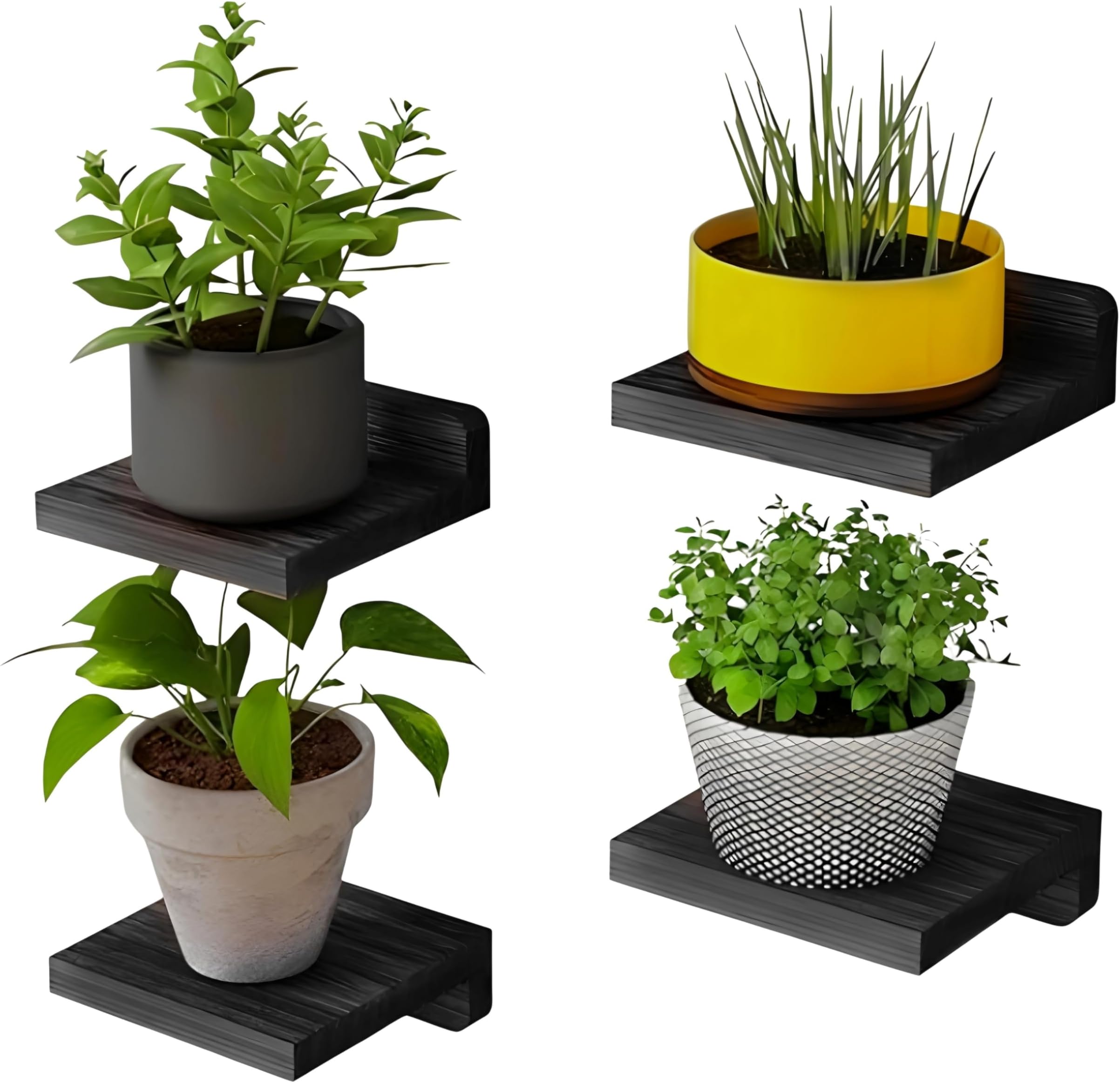 Engineered Wood Floating Shelves for Wall Decor | Modern Wall Shelf Storage Organizer for Living Room, Bedroom, Kitchen & Office Space-Saving Display Ledges for Books, Plants, Frames (Black)