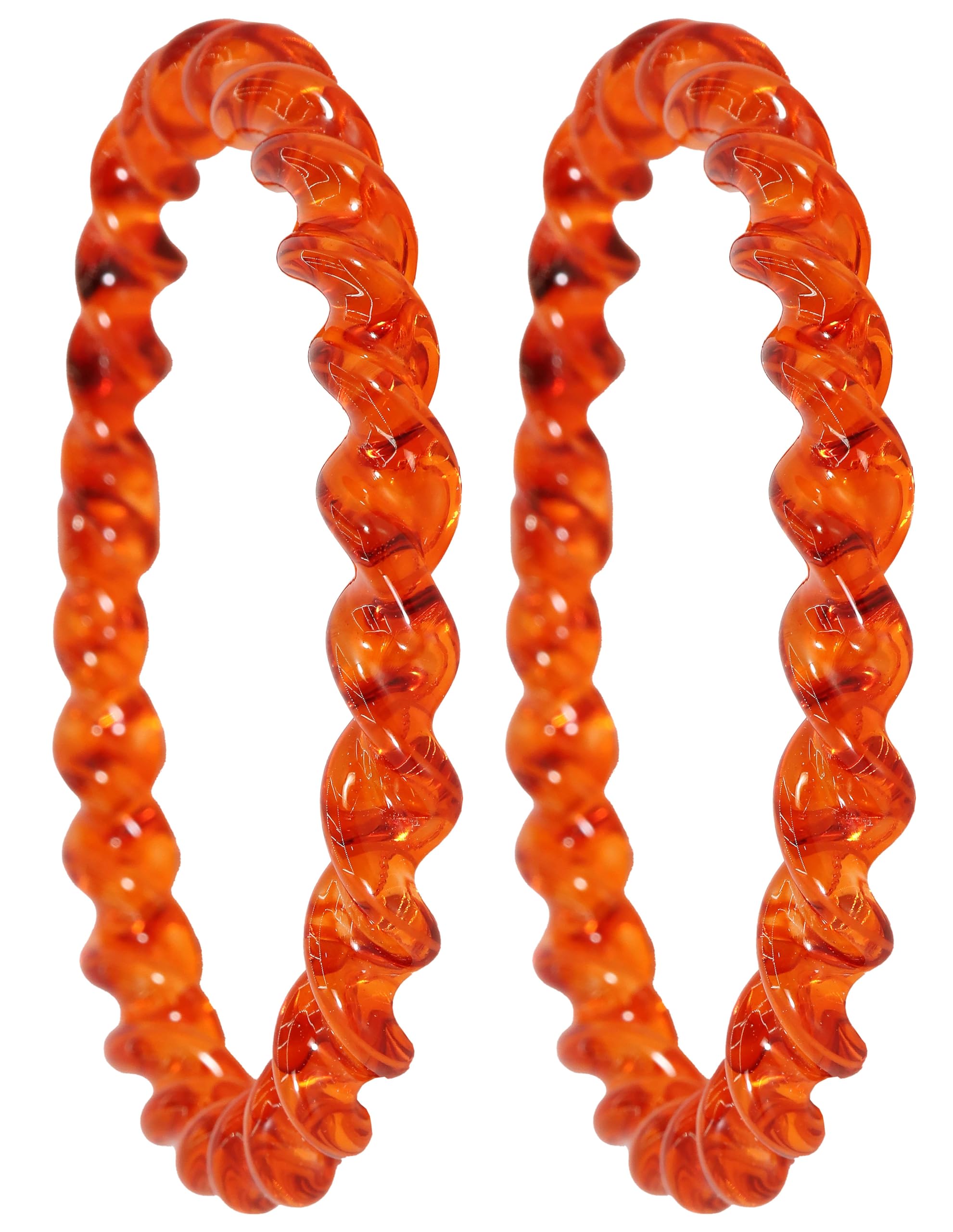 NMII Twisted Design Spiral Crystal Glass Kada Set For Women & Girls | Bangles For Women Glass Bangles Kangan | Glass Bangles| Daily use, Office, Party | Kanch Bangles-(GK37-Baldar-Orange-2.6) (B0CYC5MTBP) Amazon Price History, Amazon Price Tracker